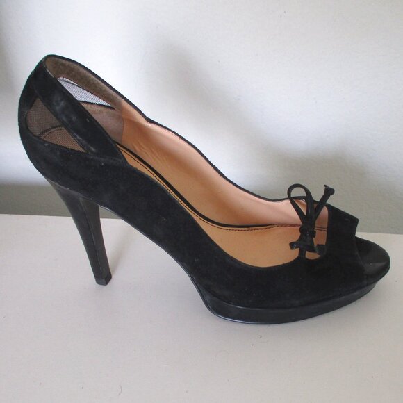 Marc Fisher "Violat" Womens Black Suede .5" Platform Peep w/3.5" Heel- Size 8.5M - Picture 5 of 11